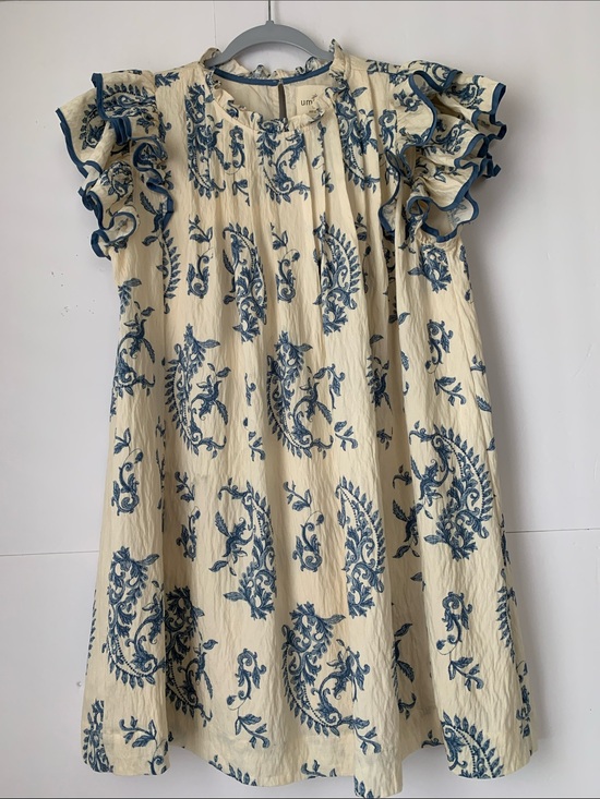 Umgee Dresses & Skirts - Umgee Blue Paisley Print Ruffle Flutter Sleeves Rayon Blend Dress Size M